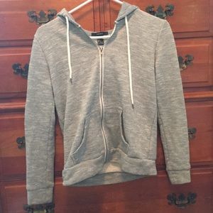 grey zip-up hoodie